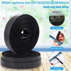 Reusable Cable Ties Roll, 3M Length, 10mm Width, Nylon Fastening Straps with Dual-Sided Hook Loop, Wire Organizer for USB Cables, Cord Wrangler, Self-Cutting Zip Ties for Electronics, Mouse, Earphone, Cord Protectors