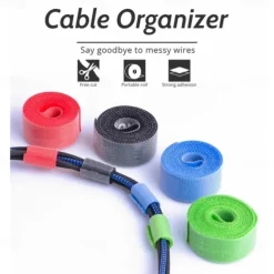 Reusable Cable Ties Roll, 3M Length, 10mm Width, Nylon Fastening Straps with Dual-Sided Hook Loop, Wire Organizer for USB Cables, Cord Wrangler, Self-Cutting Zip Ties for Electronics, Mouse, Earphone, Cord Protectors