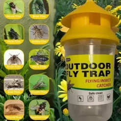 Reusable Outdoor Fly Trap, Plastic Insect Catcher, Non-Electric Fruit Fly, Horse, Deer, and Drain Flies Control for Indoor & Outdoor Use 1PCS