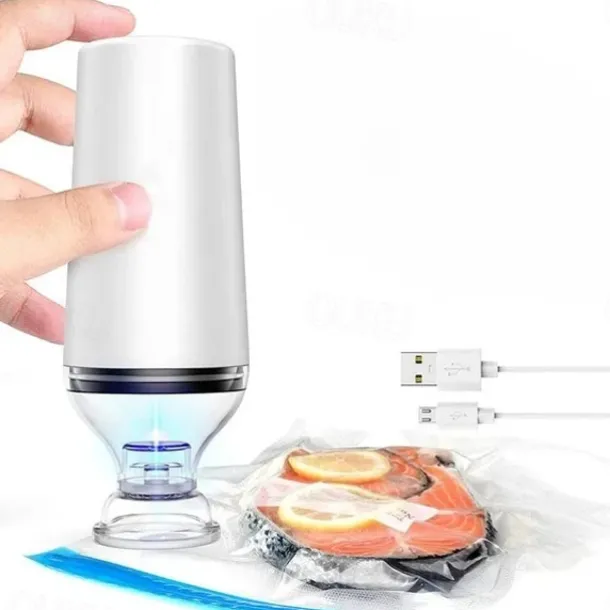 Reusable Vacuum Food Storage Zipper Bags Set Electric Handheld Vacuum Sealer Pump Sous Vide Bags USB Rechargeable