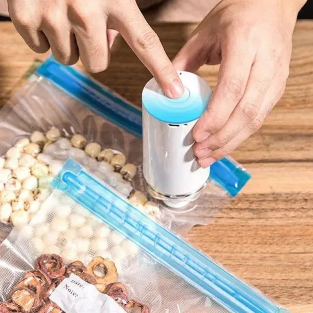 Reusable Vacuum Food Storage Zipper Bags Set Electric Handheld Vacuum Sealer Pump Sous Vide Bags USB Rechargeable