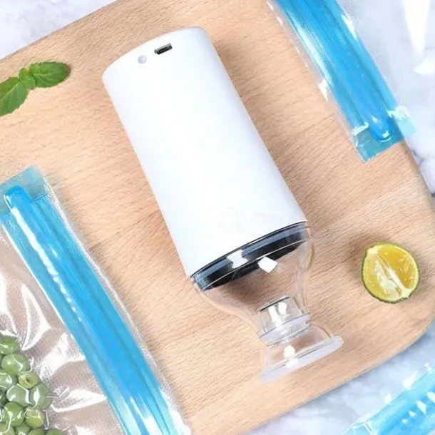 Reusable Vacuum Food Storage Zipper Bags Set Electric Handheld Vacuum Sealer Pump Sous Vide Bags USB Rechargeable