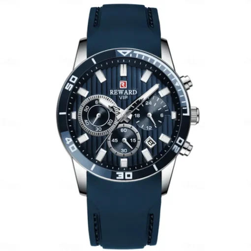 REWARD Men Quartz Watch Fashion Casual Wristwatch Luminous Calendar Chronograph Waterproof Silicone Gel Watch