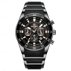 REWARD Men Quartz Watch Outdoor Sports Fashion Casual Luminous Calendar Chronograph Waterproof Steel Silicone Gel Watch