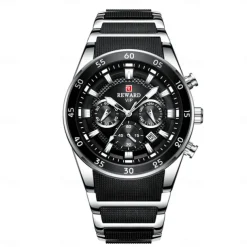 REWARD Men Quartz Watch Outdoor Sports Fashion Casual Luminous Calendar Chronograph Waterproof Steel Silicone Gel Watch