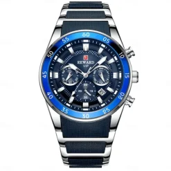 REWARD Men Quartz Watch Outdoor Sports Fashion Casual Luminous Calendar Chronograph Waterproof Steel Silicone Gel Watch