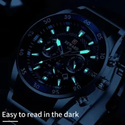 REWARD Men Quartz Watch Outdoor Sports Fashion Casual Luminous Calendar Chronograph Waterproof Steel Silicone Gel Watch