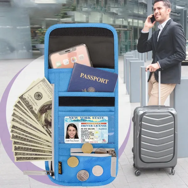 RFID Blocking Passport Holder Travel Wallet Card Bag Shileding Neck Pouch Security Protect Adjusted Strap Faraday Bag