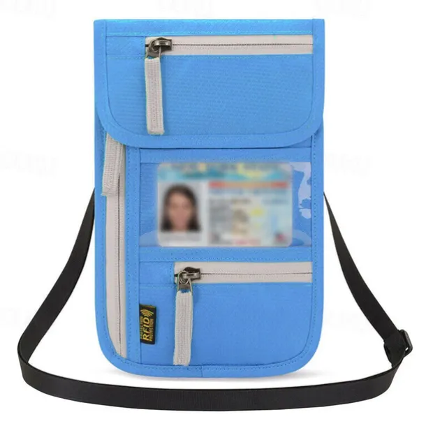 RFID Blocking Passport Holder Travel Wallet Card Bag Shileding Neck Pouch Security Protect Adjusted Strap Faraday Bag