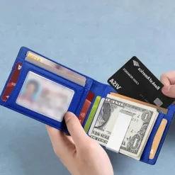 RFID Blocking Wallet Simple Multifunctional Slim Bifold Credit Card Holder Portable Front Pocket Men's Wallet with Money Clip