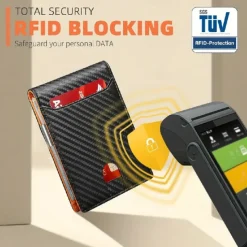 RFID Blocking Wallet Simple Multifunctional Slim Bifold Credit Card Holder Portable Front Pocket Men's Wallet with Money Clip