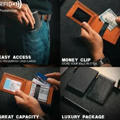 RFID Blocking Wallet Simple Multifunctional Slim Bifold Credit Card Holder Portable Front Pocket Men's Wallet with Money Clip