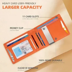 RFID Blocking Wallet Simple Multifunctional Slim Bifold Credit Card Holder Portable Front Pocket Men's Wallet with Money Clip