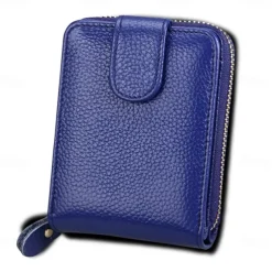 Rfid Credit Card Holder 16 Card Slots Wallet Genuine Leather Driver License ID Card Holder Walet Credit Card Case with Magnetic Shut Single Compartment for Women Men