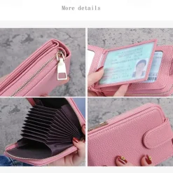 Rfid Credit Card Holder 16 Card Slots Wallet Genuine Leather Driver License ID Card Holder Walet Credit Card Case with Magnetic Shut Single Compartment for Women Men