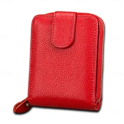 Rfid Credit Card Holder 16 Card Slots Wallet Genuine Leather Driver License ID Card Holder Walet Credit Card Case with Magnetic Shut Single Compartment for Women Men