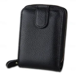 Rfid Credit Card Holder 16 Card Slots Wallet Genuine Leather Driver License ID Card Holder Walet Credit Card Case with Magnetic Shut Single Compartment for Women Men