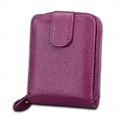 Rfid Credit Card Holder 16 Card Slots Wallet Genuine Leather Driver License ID Card Holder Walet Credit Card Case with Magnetic Shut Single Compartment for Women Men