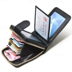 Rfid Credit Card Holder 16 Card Slots Wallet Genuine Leather Driver License ID Card Holder Walet Credit Card Case with Magnetic Shut Single Compartment for Women Men