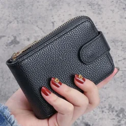 Rfid Credit Card Holder 16 Card Slots Wallet Genuine Leather Driver License ID Card Holder Walet Credit Card Case with Magnetic Shut Single Compartment for Women Men