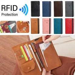 RFID Leather Passport Holder Portable Multi-function Document Package Ultra-thin Passport Credit Card Holder Travel Cover Case