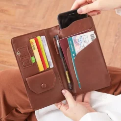 RFID Leather Passport Holder Portable Multi-function Document Package Ultra-thin Passport Credit Card Holder Travel Cover Case