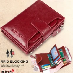 RFID Men Leather Wallet Vintage Luxury Short Slim Male Purses Money Clip Credit