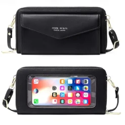 RFID Women Touch Screen Phone Bag Multifunction Purse Card Holder Phone Pocket Small Crossbody for Ladies