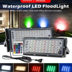 RGB LED Flood Light Waterproof IP65 AC 220V Spotlight Outdoor Garden Lighting Led Reflector Cast Light Floodlights 1/2pcs