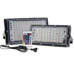 RGB LED Flood Light Waterproof IP65 AC 220V Spotlight Outdoor Garden Lighting Led Reflector Cast Light Floodlights 1/2pcs