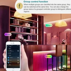 RGB LED Strip Lights Kit, High Brightness 7m 3.5m Strip Lights without Voltage Drop, Samrt WIFI or Bluetooth Controller Music Synchronization Control APP Control Suitable for Family Atmosphere Festivals Music Party