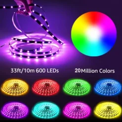 RGB LED Strip Lights Kit, High Brightness 7m 3.5m Strip Lights without Voltage Drop, Samrt WIFI or Bluetooth Controller Music Synchronization Control APP Control Suitable for Family Atmosphere Festivals Music Party