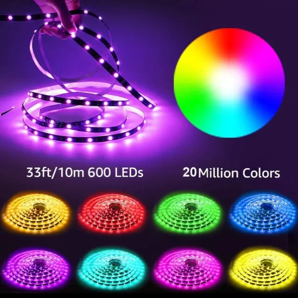 RGB LED Strip Lights Kit, High Brightness 7m 3.5m Strip Lights without Voltage Drop, Samrt WIFI or Bluetooth Controller Music Synchronization Control APP Control Suitable for Family Atmosphere Festivals Music Party