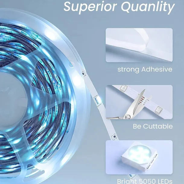 RGB LED Strip Lights Kit, High Brightness 7m 3.5m Strip Lights without Voltage Drop, Samrt WIFI or Bluetooth Controller Music Synchronization Control APP Control Suitable for Family Atmosphere Festivals Music Party