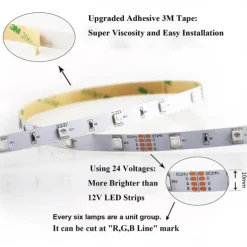 RGB LED Strip Lights Kit, High Brightness 7m 3.5m Strip Lights without Voltage Drop, Samrt WIFI or Bluetooth Controller Music Synchronization Control APP Control Suitable for Family Atmosphere Festivals Music Party