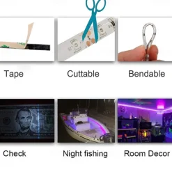 RGB LED Strip Lights Set Dimmable 20m 65.6ft Tiktok Lights 600 LEDs 5050 SMD 10mm Remote Control RC Cuttable Linkable Suitable for Vehicles Self-adhesive Color-Changing IP44