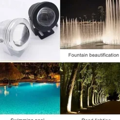 RGB Outdoor Submersible Lights Spotlight for Pond 10W Underwater Lights Waterproof Decorative for Swimming Pool Courtyard Garden 12V