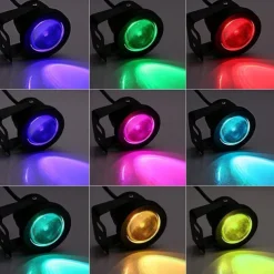 RGB Outdoor Submersible Lights Spotlight for Pond 10W Underwater Lights Waterproof Decorative for Swimming Pool Courtyard Garden 12V