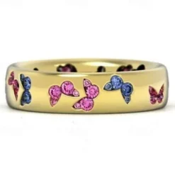 rhinestone butterfly ring for women teen girls, elegant silver plated cubic zircon engagement ring, birthday anniverstay jewelry gift (blue, 6)