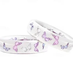 rhinestone butterfly ring for women teen girls, elegant silver plated cubic zircon engagement ring, birthday anniverstay jewelry gift (blue, 6)