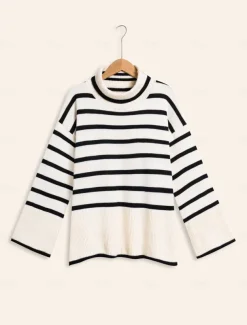 Ribbed Knit Bell Sleeve Turtle Neck Sweater