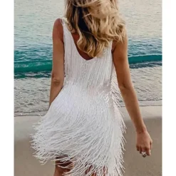 Roaring 20s 1920s Cocktail Dress Knee Length Flapper Dress Dress Masquerade The Great Gatsby Tassel Fringe Sequin Tassel Fancy Dress Women's Christmas Carnival New Year Wedding Party Wedding Guest