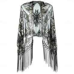 Roaring 20s 1920s Cocktail Dress Party Costume Prom Dress Halloween Costumes Normal The Great Gatsby Charleston Wedding Guest Sequins Tassel Fringe Geometric Cape Fancy Dress Women's Wedding Party