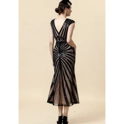 Roaring 20s 1920s Cocktail Dress Flapper Dress Dress Outfits The Great Gatsby Wedding Guest Sequin V Neck Fancy Dress Women's Christmas Halloween New Year Party Masquerade Wedding Reception Adults' 1