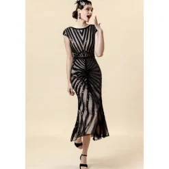 Roaring 20s 1920s Cocktail Dress Flapper Dress Dress Outfits The Great Gatsby Wedding Guest Sequin V Neck Fancy Dress Women's Christmas Halloween New Year Party Masquerade Wedding Reception Adults' 1