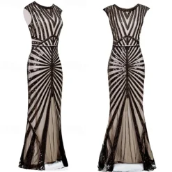 Roaring 20s 1920s Cocktail Dress Flapper Dress Dress Outfits The Great Gatsby Wedding Guest Sequin V Neck Fancy Dress Women's Christmas Halloween New Year Party Masquerade Wedding Reception Adults' 1