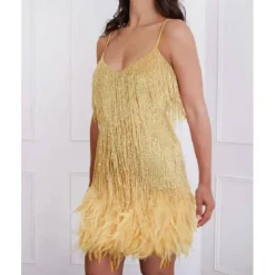 Roaring 20s 1920s Flapper Dress Dress The Great Gatsby Tassel Fringe Feather Tassel Feathers Fancy Dress Women's Masquerade Wedding Wedding Guest Party / Evening Adults Dress Homecoming Dresses