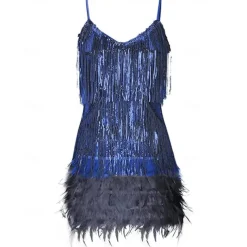 Roaring 20s 1920s Flapper Dress Dress The Great Gatsby Tassel Fringe Feather Tassel Feathers Fancy Dress Women's Masquerade Wedding Wedding Guest Party / Evening Adults Dress Homecoming Dresses