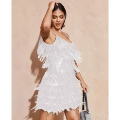Roaring 20s 1920s Flapper Dress Dress The Great Gatsby Tassel Fringe Feather Tassel Feathers Fancy Dress Women's Masquerade Wedding Wedding Guest Party / Evening Adults Dress Homecoming Dresses