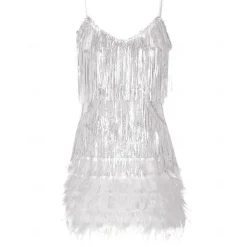 Roaring 20s 1920s Flapper Dress Dress The Great Gatsby Tassel Fringe Feather Tassel Feathers Fancy Dress Women's Masquerade Wedding Wedding Guest Party / Evening Adults Dress Homecoming Dresses